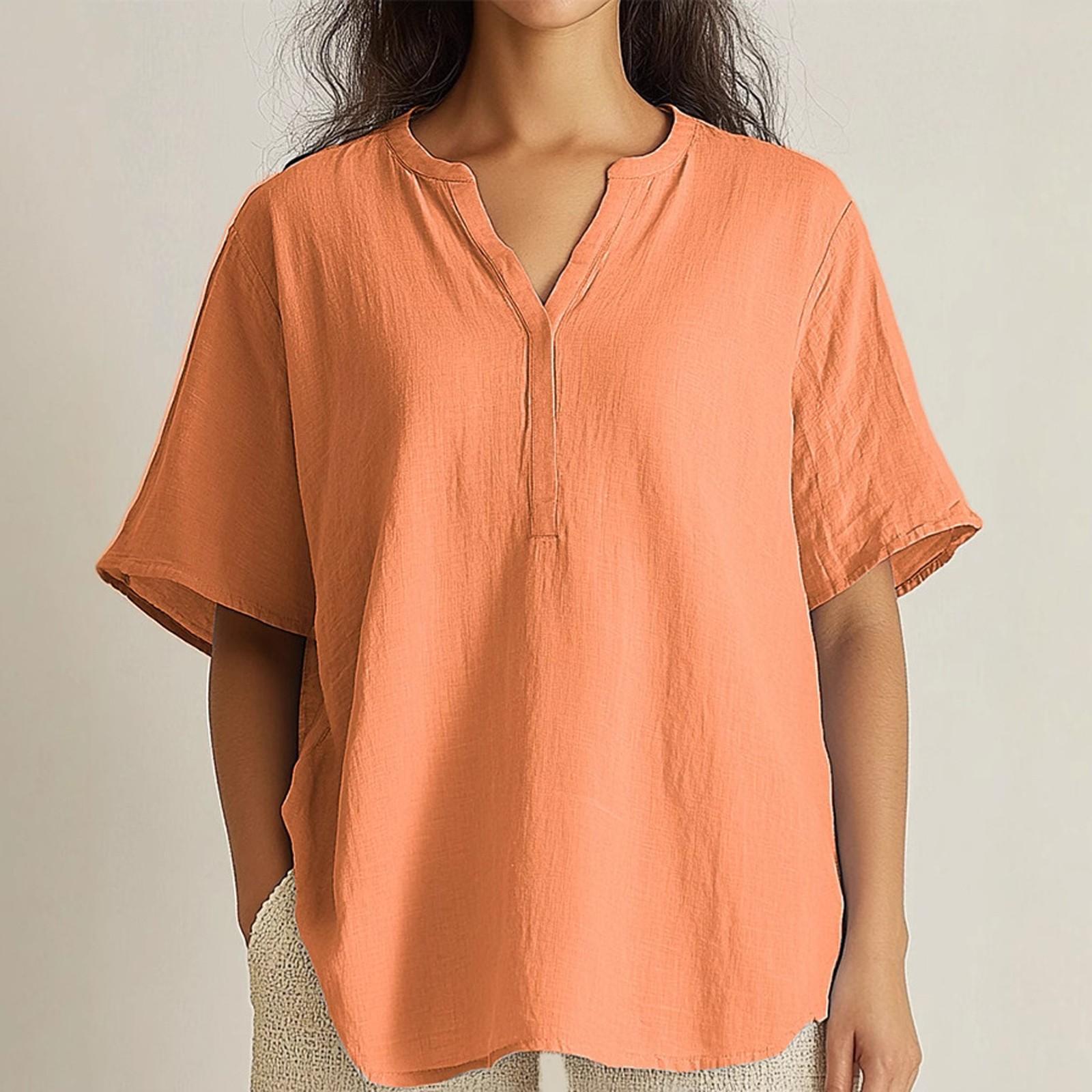 

Women s Fashion Casual Short Sleeve V-neck Pullover Blouse XL