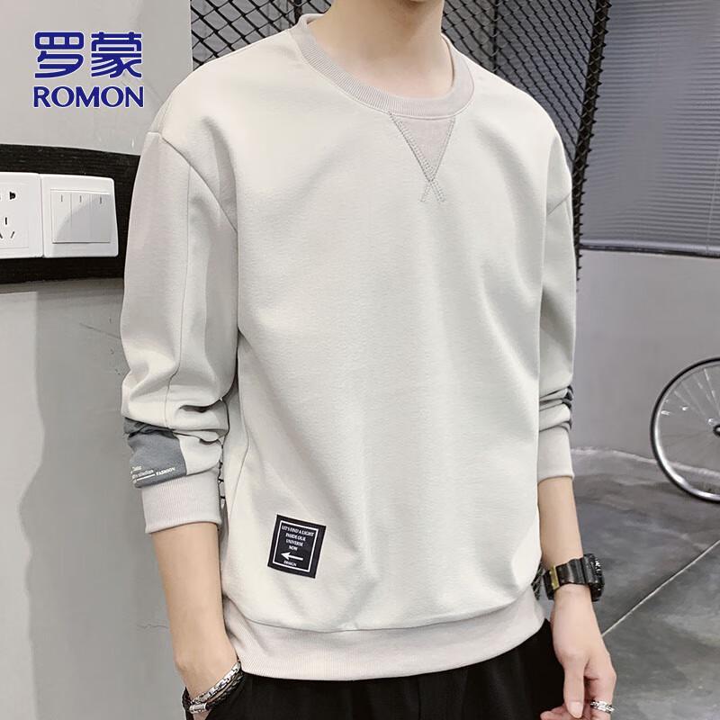 ROMON Men's Casual Round Neck Long-Sleeve Sweatshirt