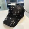 Women'S Baseball Cap Five Pointed Star Inlaid Diamond Sun Hat Spring And Summer Cotton Adjustable Casual Female Peaked Cap Girl