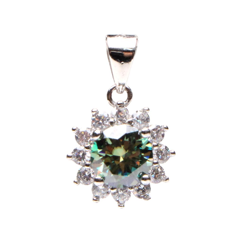 Bien Vetu Green Moissanite Pendant 1 Carat Floral Pavé 441