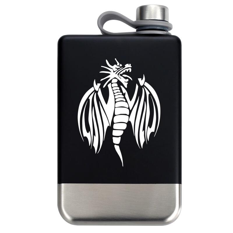 

Квадратная черная фляжка Shangqi Dragon 9 унций