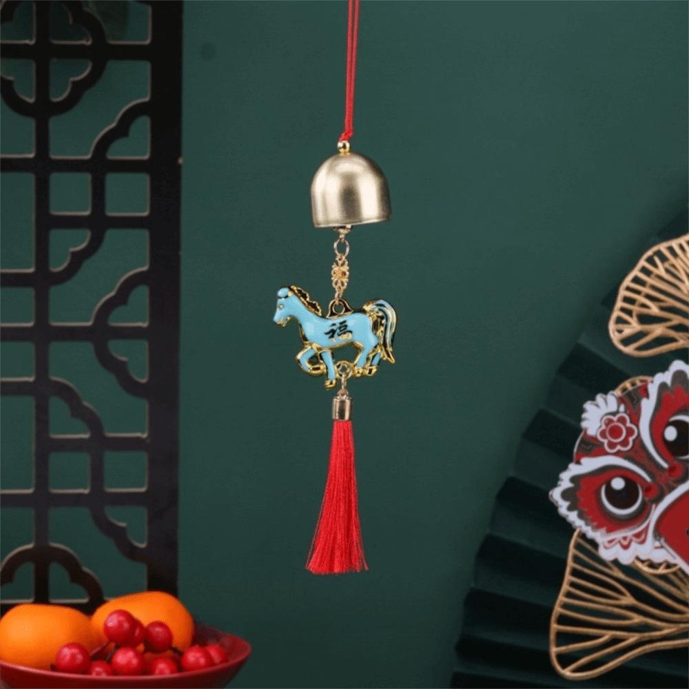 6pcs 2026 Year of The Horse Wall Hanging Ornament Metal Lantern Hanging Decor Spring Festival Pendant Metal Wind Chime