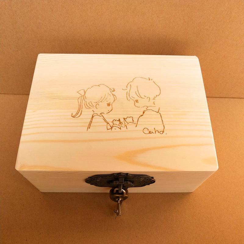 Vintage Solid Wood Rectangular Storage Box with Lid