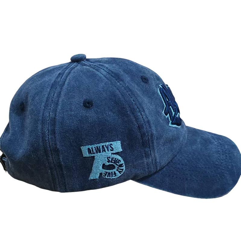 Washed Vintage Letter Baseball Cap Sunscreen Sun Hat, Personalized Wide Brim American Trendy Cool Men and Women Peaked Cap Wholesale