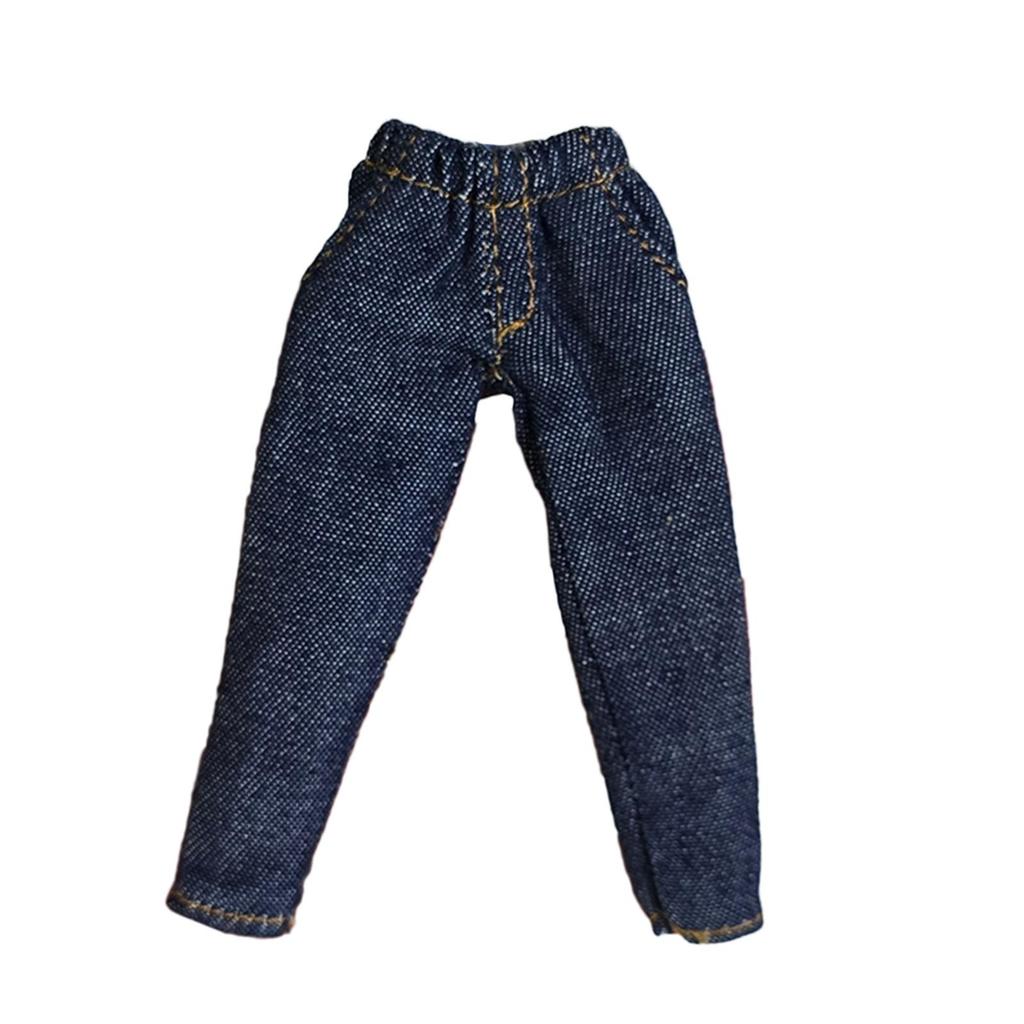 Trendy Jeans Pants 1/12 Scale Miniature Clothing for Action Figures Unisex Cotton Trousers for Doll Collectors Dress Up