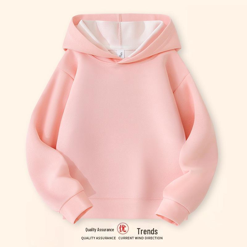280g Children's Plain Hooded Sweatshirt - New Autumn/Winter Style, Red Tops for Boys and Girls