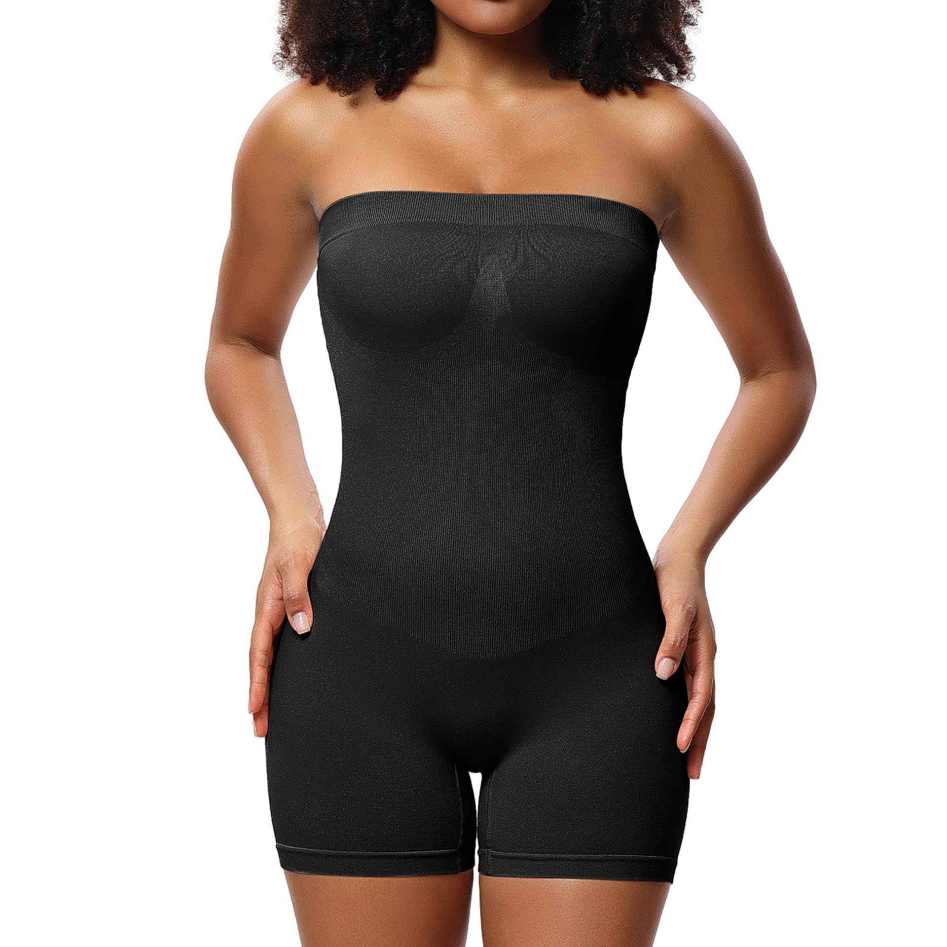 

Корректирующее белье без бретелек Боди для женщин с контролем живота Корректирующее белье для всего тела Бедра стройные шорты Бесшовные облегающие кофточки Купальники Топы на бретелях XXL чёрный