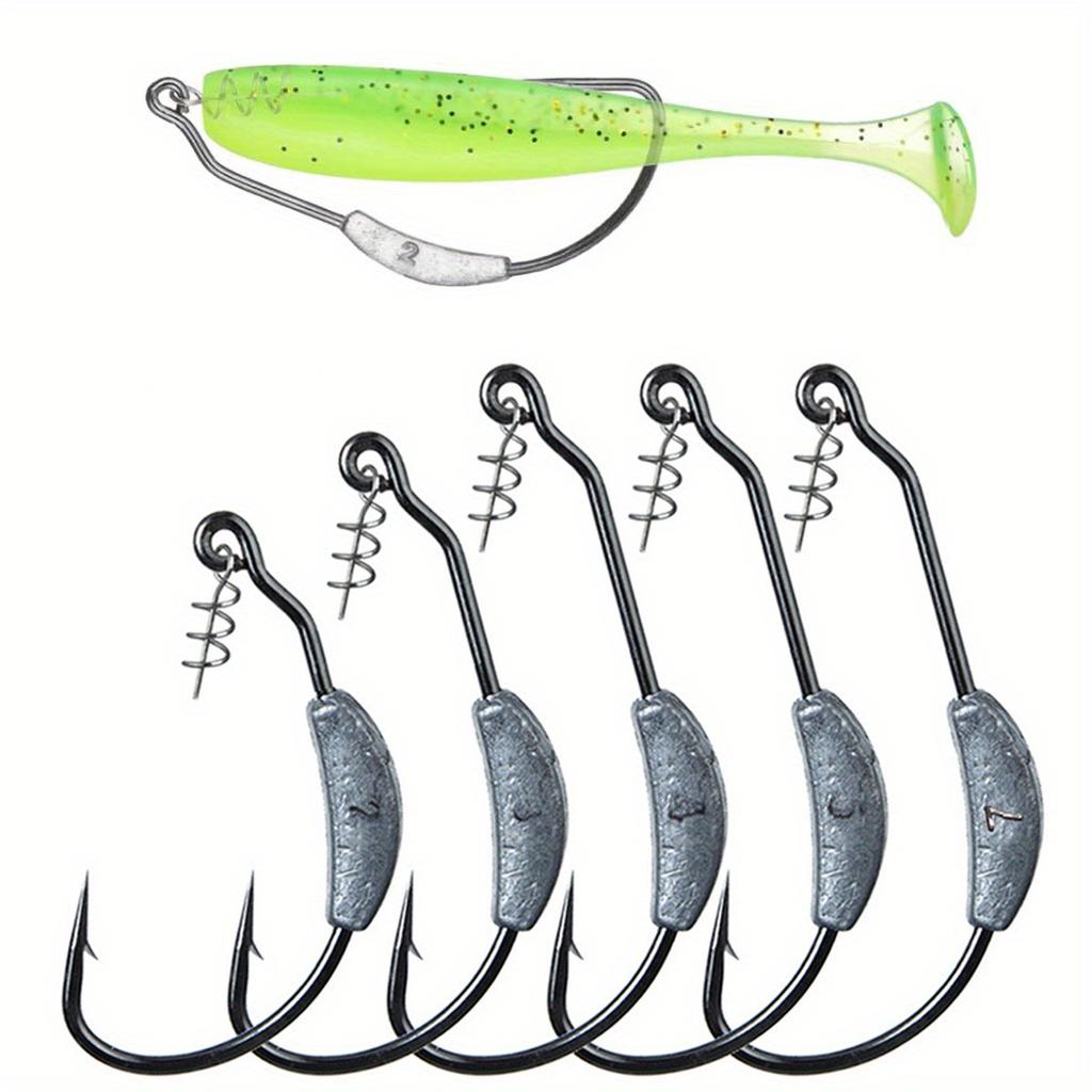Mixed 5Styles Black Nickeled Crank Hook  Soft Lure Bass Fly Fishing Hook 2g 3g 4g 5g 7g  With Lead And Barb Pike Fishing Swimbait Offset Hooks
