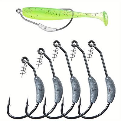Anzóis Crank Niquelados Pretos 5 Estilos Mistos Isca Mole Bass Anzol para Pesca com Mosca 2g 3g 4g 5g 7g Com Chumbo e Barbela Anzóis Offset Swimbait para Pesca de Lúcio