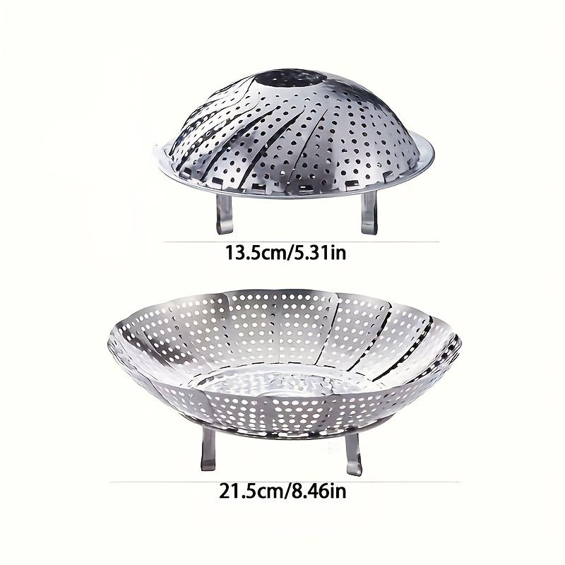 SHAON Stainless Steel Foldable Steamer Basket, Expandable Cooking Rack for Vegetables, Dumplings and Seafood, Space-Saving Kitchen Steaming Accessory