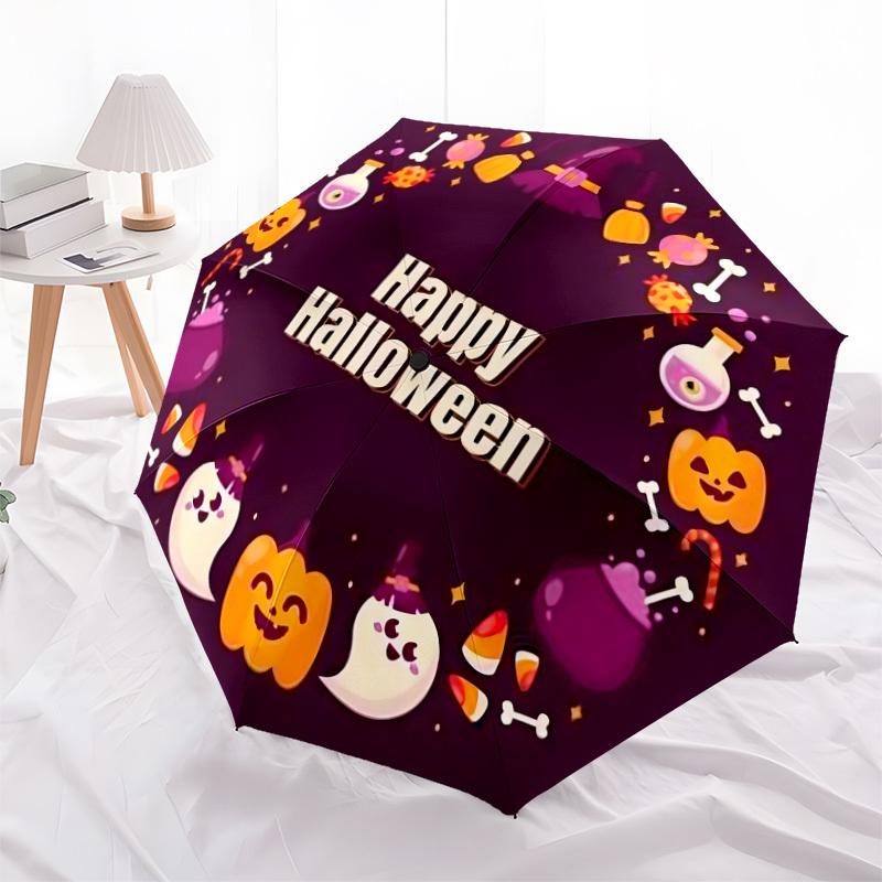 1 Stück Halloween Party Dekoration Regenschirm mit Kunststoffgriff, Geeignet für alle Jahreszeiten Zuhause Reise Outdoor RegenschirmDD1007