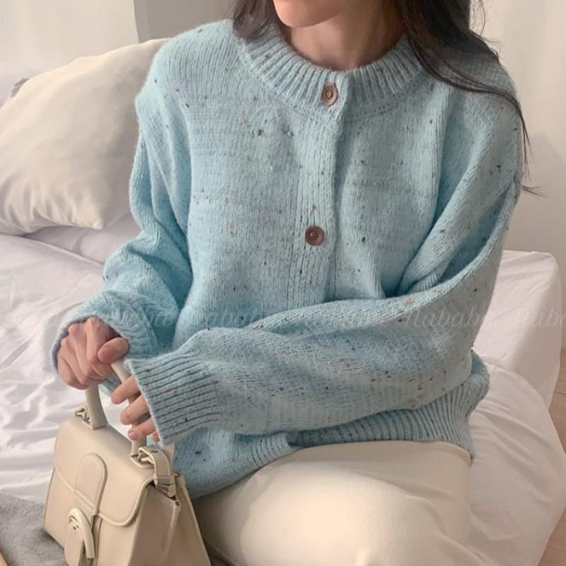 Navava Women Lovely Round Neck Long Sleeve Knit Cardigan Nk2356h