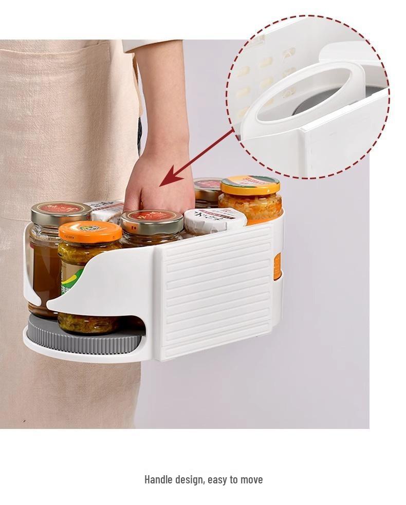 Rotatable Kitchen Corner Storage Rack for Seasonings and Condiments