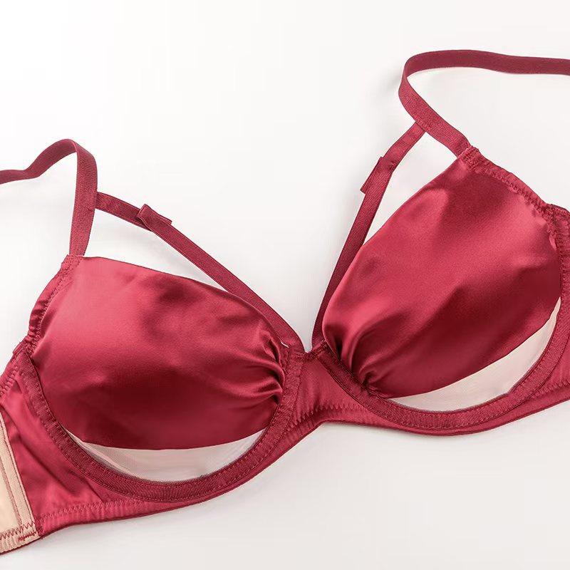 Summer sexy ultra-thin underwear women's French pure desire large breasts small large size underwear collection breast anti-sagging bra cover