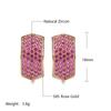 New  Rose Gold Color Earrings For Women Micro Paved Red Natural Zircon Earrings Fashion High Quality Daily Fine Jewelry