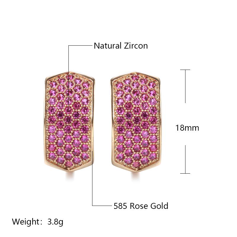 New  Rose Gold Color Earrings For Women Micro Paved Red Natural Zircon Earrings Fashion High Quality Daily Fine Jewelry