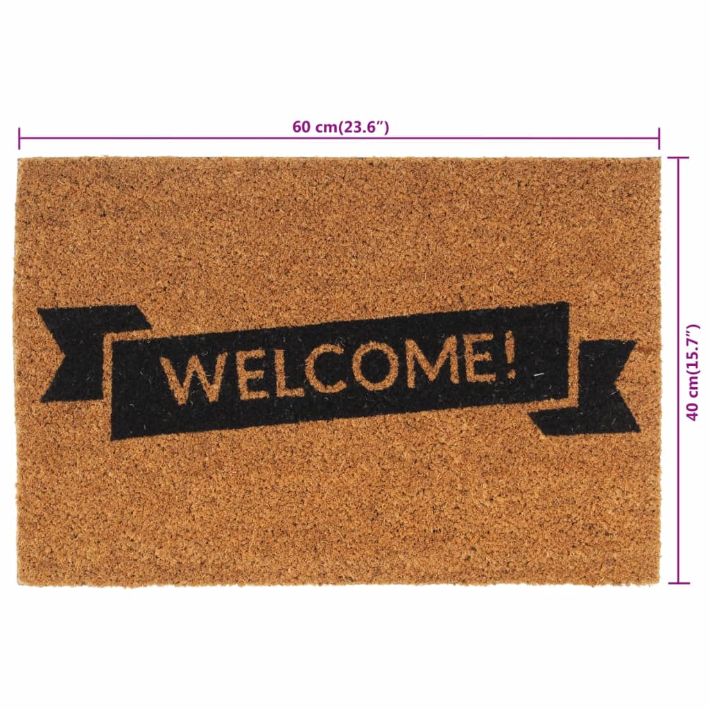 vidaXL Coconut Fiber Doormat Natural Color 40 X 60 Cm Tufted
