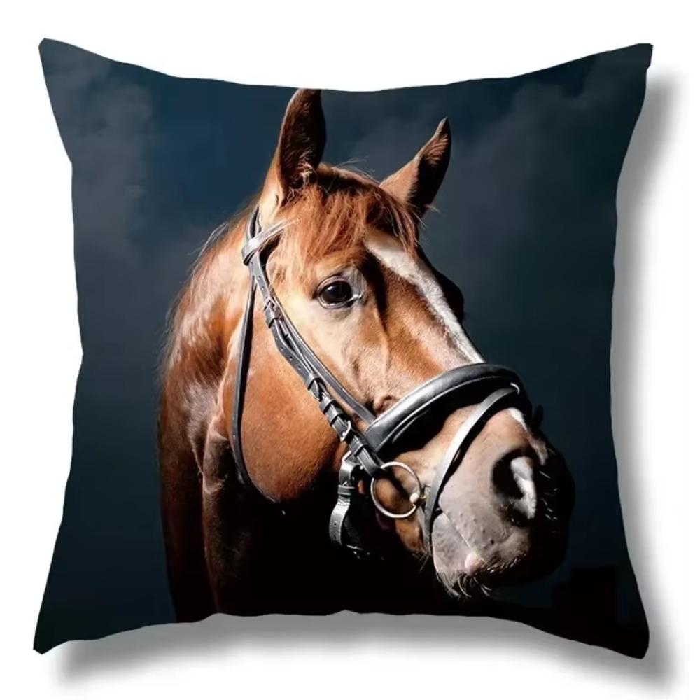 Horse Pattern Home Decoration Pillow Cover Polyester Fiber Cushion Cover Living Room Sofa Cushion Cover