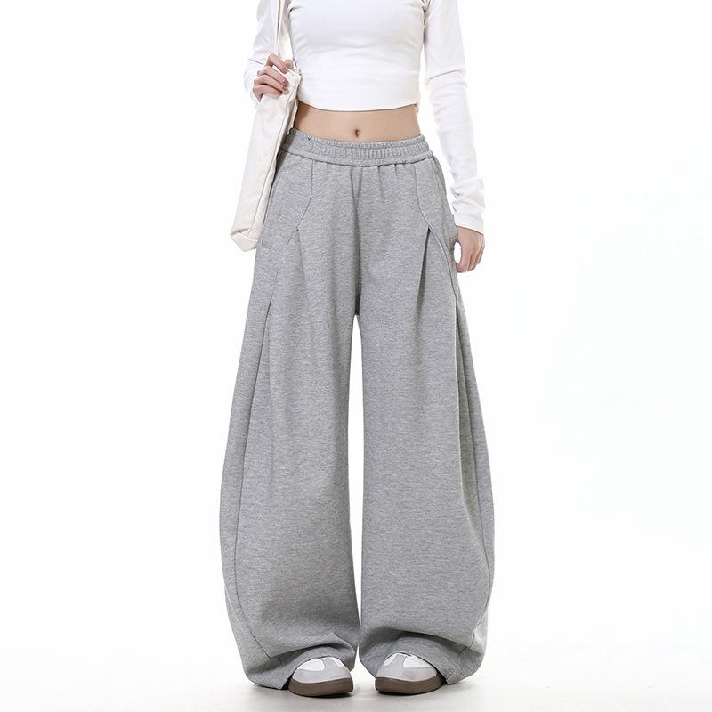 

Unisex Retro Scimitar Sweatpants - Wide Leg, Deconstructed Design, Jazz Dance Casual, Spring/Autumn Trend. Triple Extra Large серый
