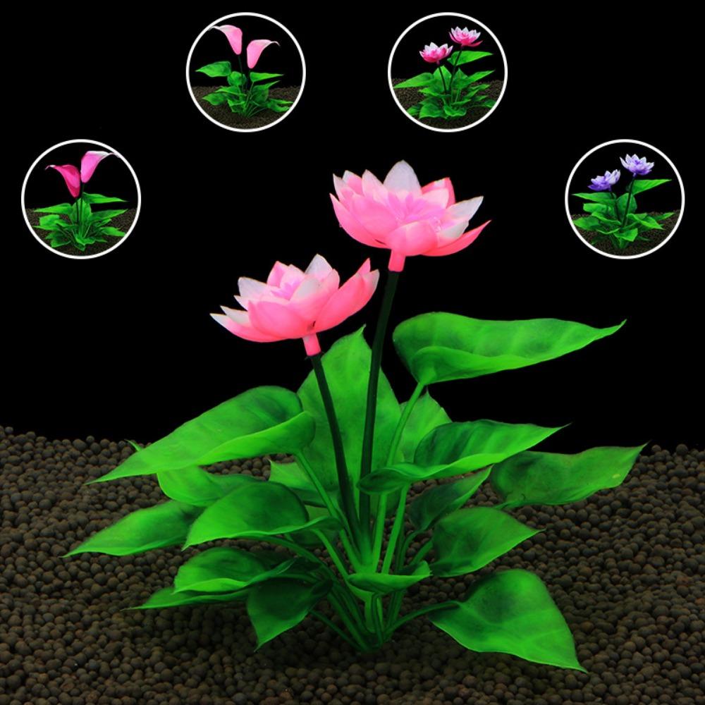 for Fish Tank Decor Beautiful Plasitc Artificial Lotus Lotus Ornaments Water Grass Aquatic Flower
