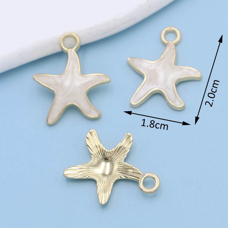 10Pcs Silver Plated Enamel Starfish Charms Pendant For Jewelry Making Earrings Bracelet Necklace Accessories Diy Craft 20X18Mm
