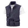 Men's Waterproof Quick-Dry Multi-Pocket Outdoor Photography Vest with Breathable Stand-Up Collar
