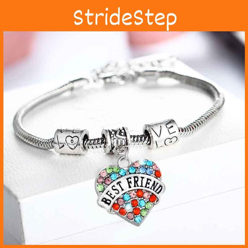 Crafted Family Members Inlaid Colorful Rhinestone Love Heart Bracelet Gift**