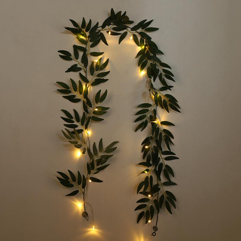 1Pc Simulation 76.77 Inch Green Willow Leaf Soft Rattan for Wedding Home Outdoor Courtyard Patio Garden Decoration