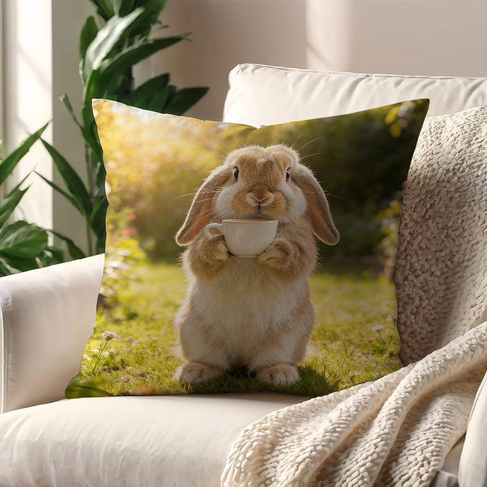 Kaninchen trinkt Kaffee Kissenbezug Bestes Home Office Kaffee Kissen Sofa Druck Dekoration Zimmer Geschäft Auto Nordische Schlichtheit Hit
