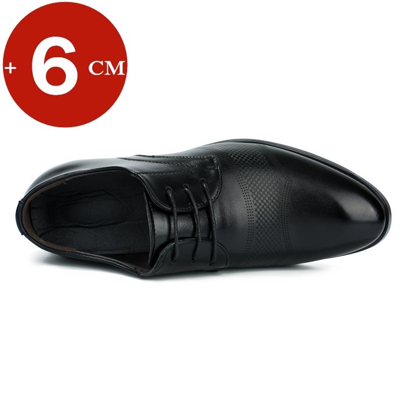 Casual Business Leather Shoes Men Elevator Formal Shoes Height Increase Insole 6CM British Office Black Leisure Oxfords
