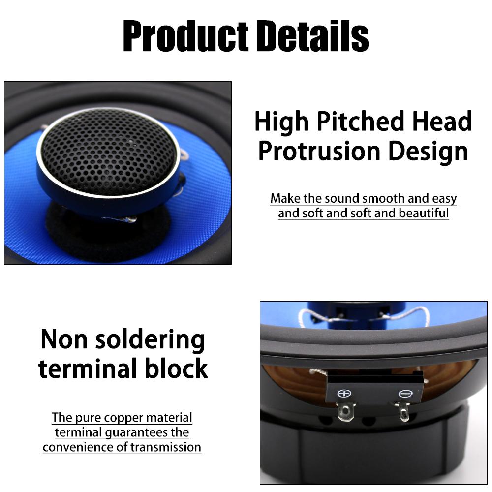 1 Pair 6.5-inch Car Coaxial Speakers RMS 70W High-power Car Audio Full Frequency Music Stereo Universal Audio Modified Speakers