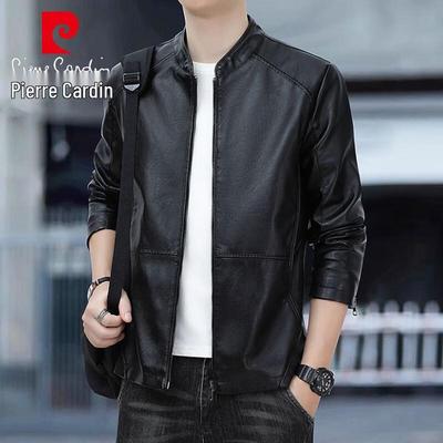 Men's Faux Leather Stand-Collar Biker Jacket