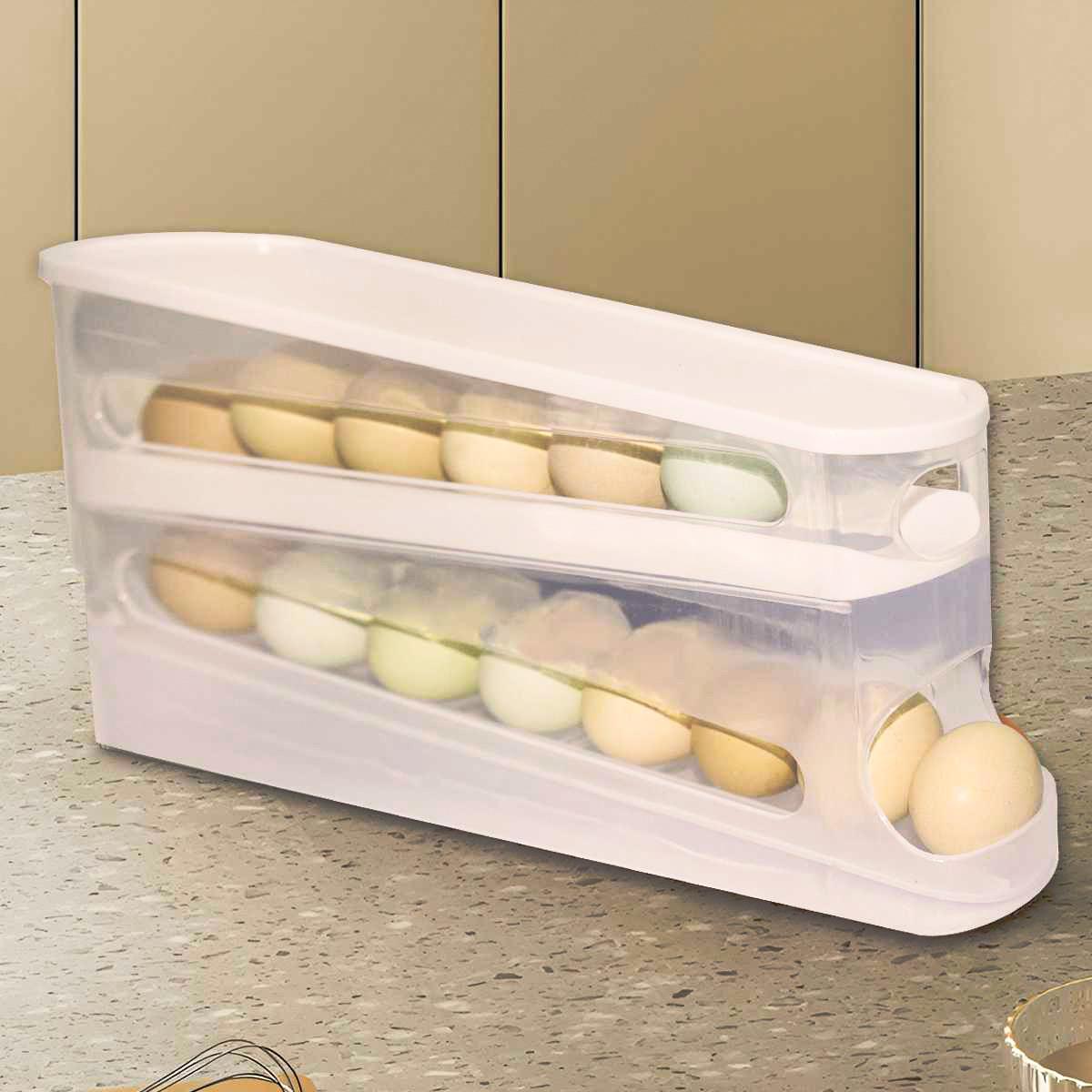 

Rolling slide type egg storage box, food grade refrigerator with side door, egg box special fresh-keeping box organizing special синий
