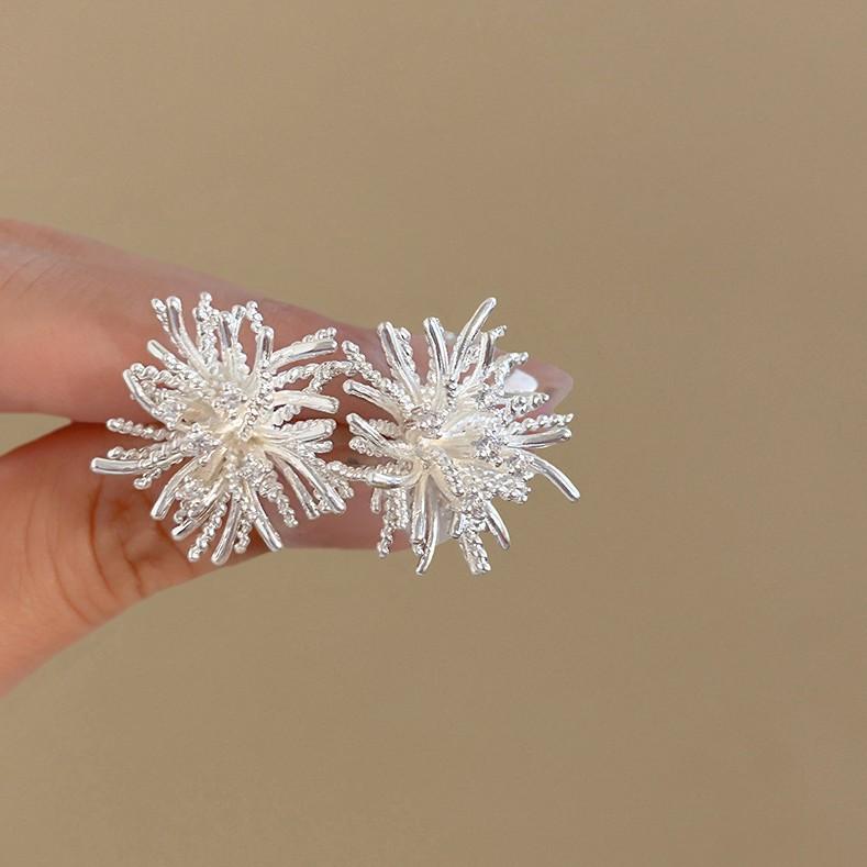 Zircon Fireworks Earrings Light Luxury Premium Temperament Earrings Autumn and Winter Retro Personality Earrings Women