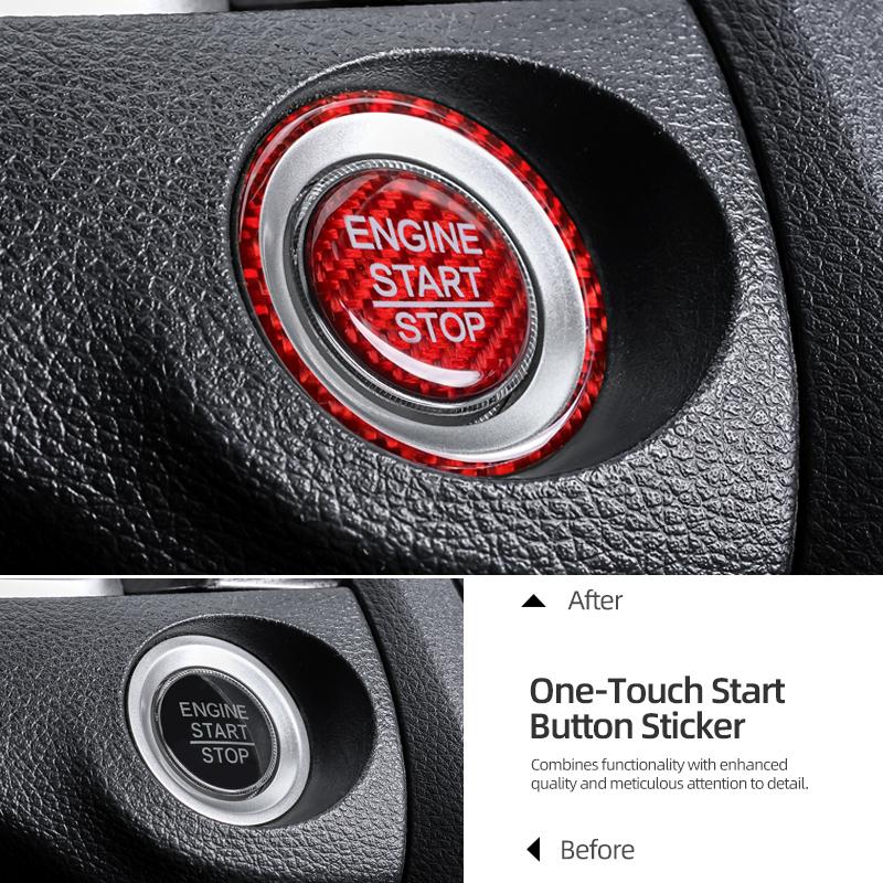 Real Carbon Fiber Engine Start Stop Button Circle Cover Sticker For For Honda Civic 10th Gen 2016-2025 Car Interior Accessories