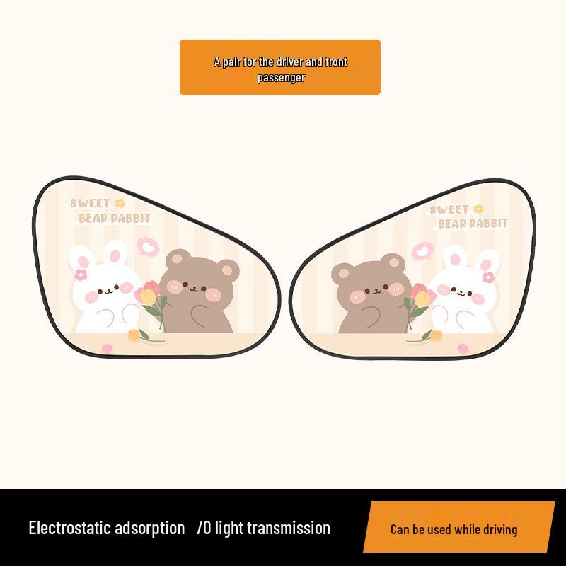 Cartoon Car Sunshade - Cute Electrostatic Heat Insulation Blocker for Summer