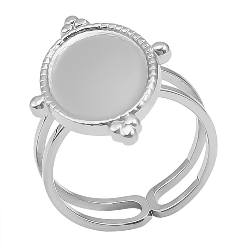 Geometria Semplice Moda Acciaio Inossidabile Anelli Aperti Per Donne Uomini Accessori Colore Argento Cuore Sole Rotondo Base Vuota Fai da Te Anillos
