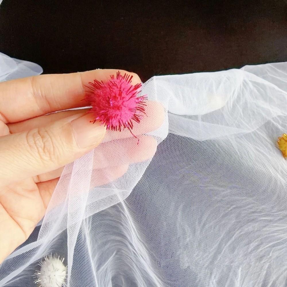 Romantic Tulle Table Runner Handmade Colorful Table Cover Pom-Poms Tablecloth Dining Room