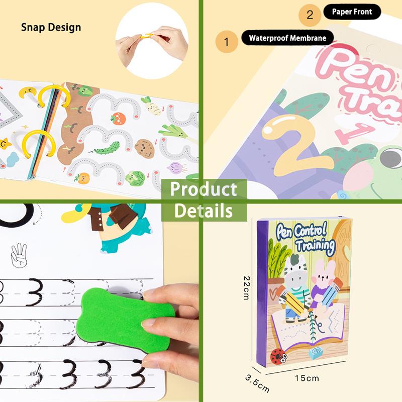 Toddlers Pen Control Books Montessori Learning Toys Tracing Writing Painting Wipe Off Activity Workbook Parish Educational Toys