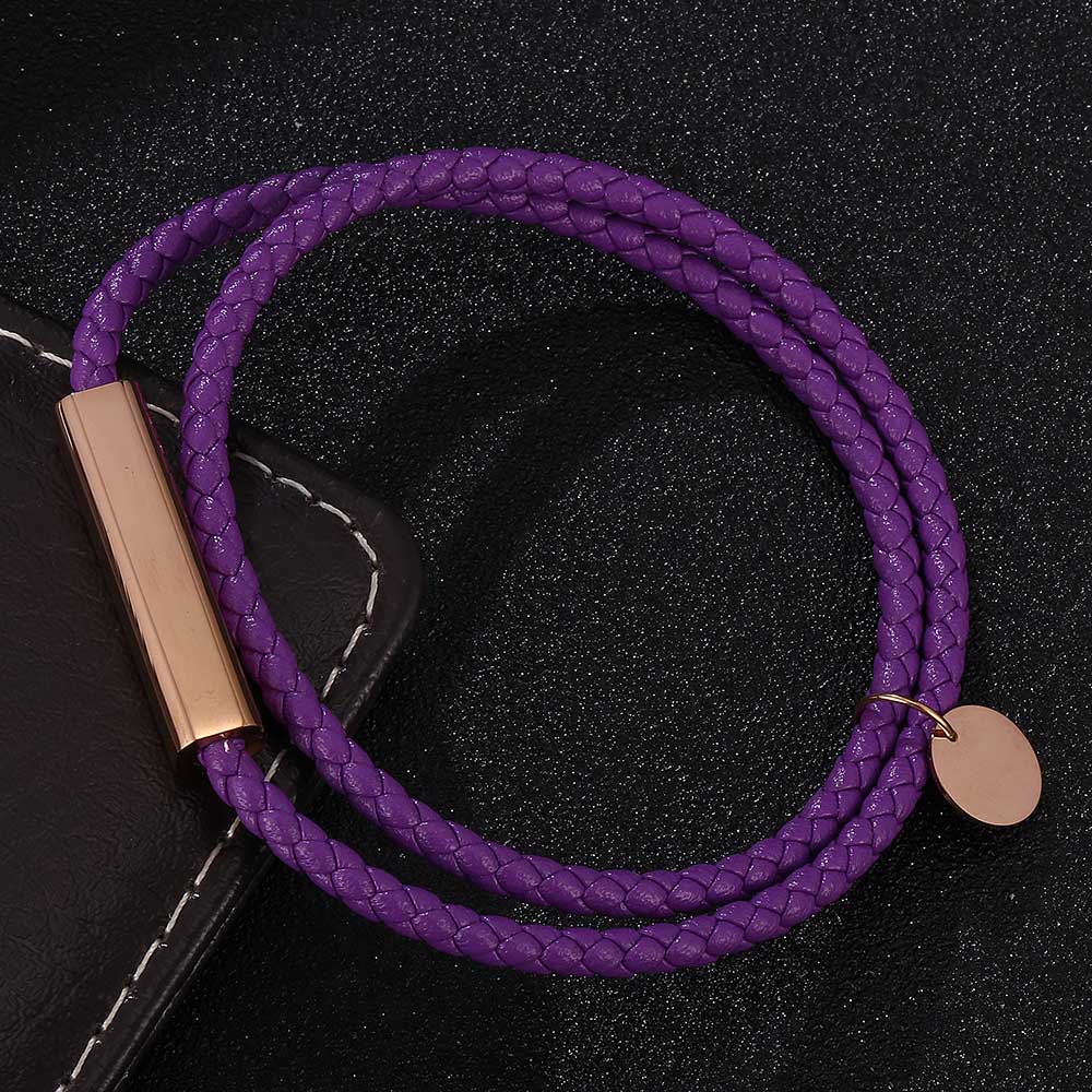 

Фиолетовые кожаные браслеты для женщин Модные подвески Браслеты-обертки Модная бижутерия 205mm фиолетовый