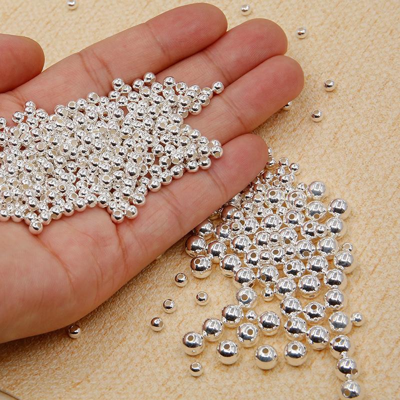 

10-40pcs REAL 925 Sterling Silver Round Beads Spacer Beads Silver Bead for Jewelry Making Findings Bracelet Necklace Accessories 2mm about 44pcs