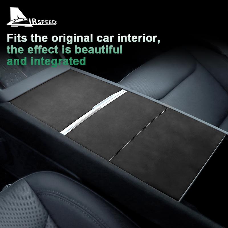 Italian Top Suede Center Console Storage Box Panel Stickers for Tesla Model 3 Highland 2024-Up Protect Car Interior Accessories