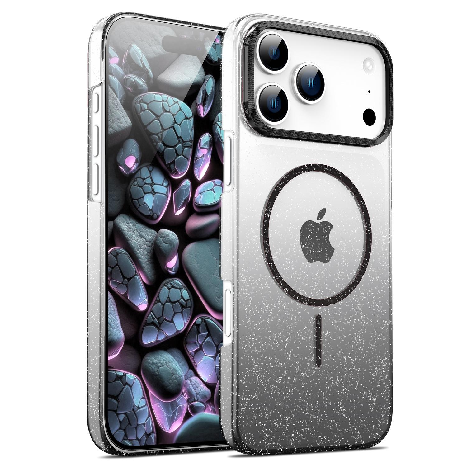 

Applicable To Apple 17PROMAX Gradient Flashing Powder Magnetic Suction Phone Case IPhone 16 Advanced Sense 15 Anti Fall Protection Case iPhone12proMax