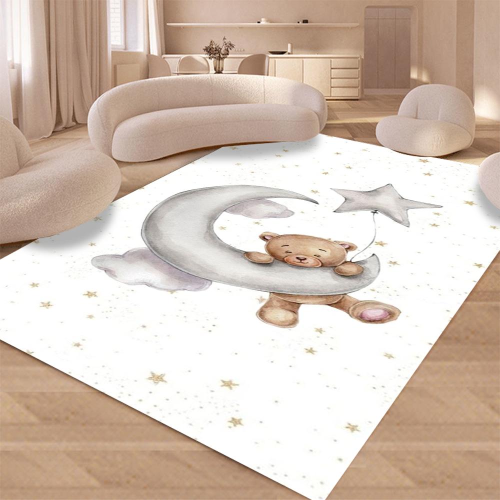 Tappeti Cartoni Animati Buonanotte Orsetto Soggiorno Camera da Letto Tappeto Facile da Pulire Tappetino Antiscivolo per Pavimento Tappetino per Divano Sedia Regalo Decorazione per la Casa