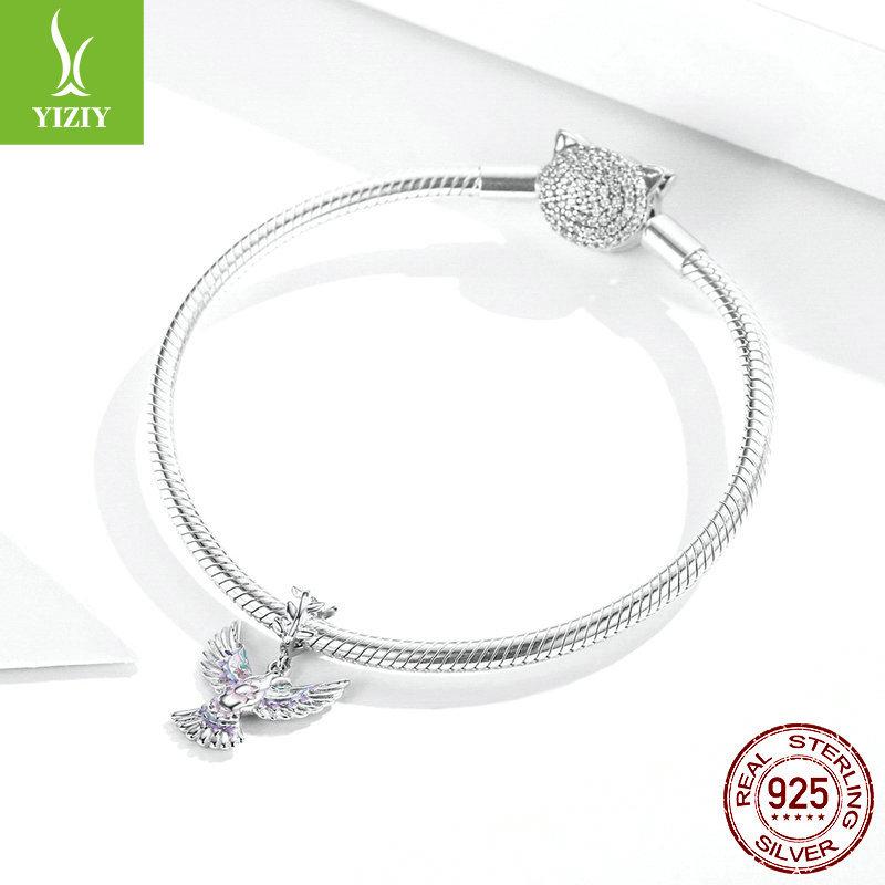 S925 Silver Peace Dove Bracelet Pendant, Temperament Personalized Diy Jewelry Bead Accessories Bsc295