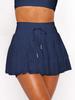 Wish Fashion Lace-Tied Pleated Safety Skirt: Summer Anti-Exposure Mesh Overlay