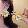 Koreanischer Stil Bunte Blume Ohrringe Öl-Tropfen Florale Ohrstecker Übertriebener Ohranhänger Urlaub