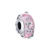 WOSTU 925 Silver Transparent Pink Glass Butterfly Charm Insect Flower Murano Beads Bracelet & Bangle Jewelry Gift