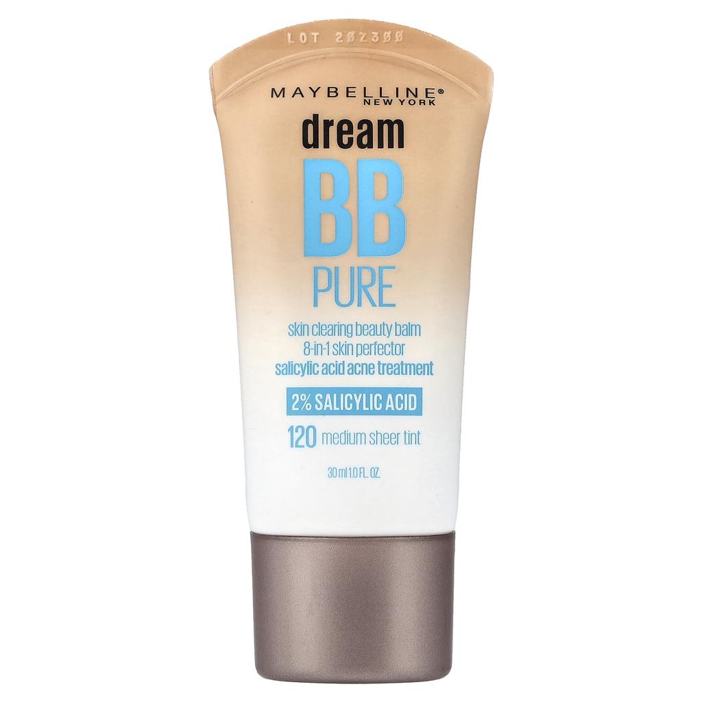 Maybelline Dream BB Pure, Skin Clearing Beauty Balm, 120 Medium Sheer Tint, 30ml (1 Fl Oz)