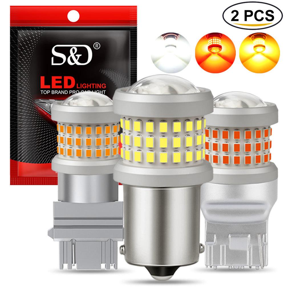 2Pcs P21W Led 1156 T20 W21/5W 7443 P21/5W T25 2000LM Car Bulbs 7440 BA15S BAY15D BAU15S PY21W Auto DRL Light 1157 3157 Reverse Turn Signal Brake Lamp